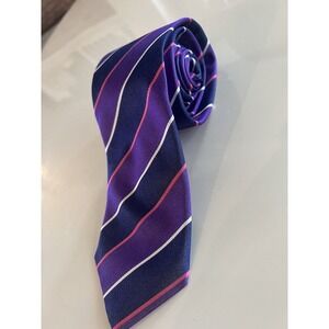 Beau‎ Ties 100% Silk Hand Sewn Purple Stripe Neck Tie